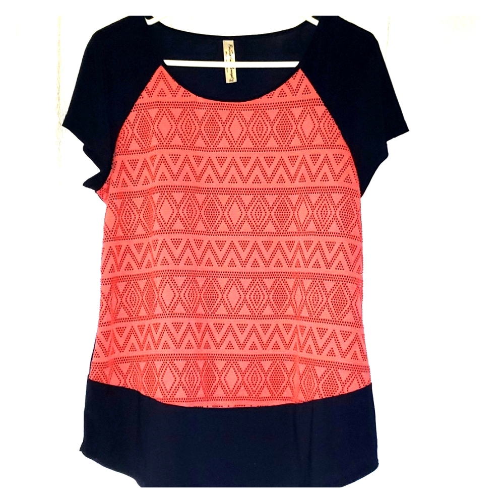 Navy & pink shirt